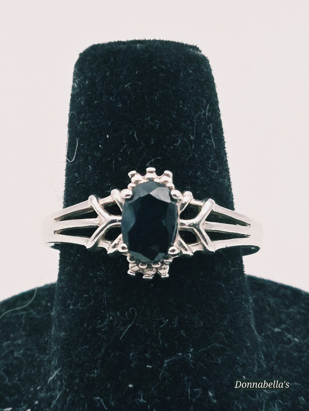 Sterling Silver Oval Blue Saphire Signed Ring Size 7